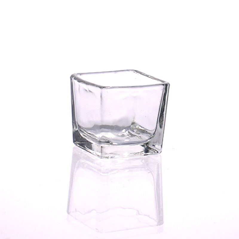 Clear Refillable Square Votive Glass Candle Holders