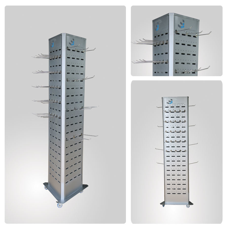 Portable Metal Display Racks with Wire Shelving, Metal Display Stand