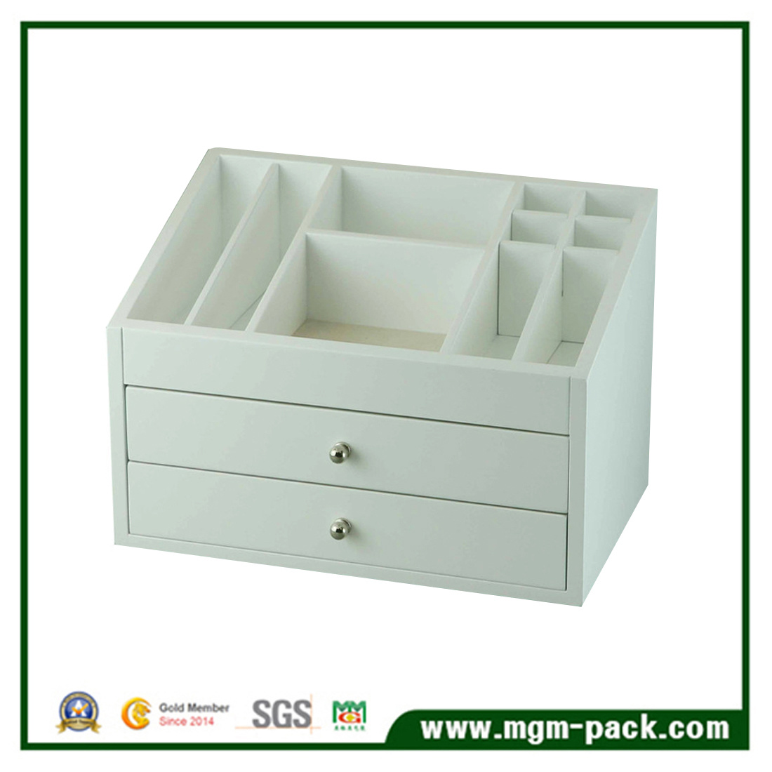 White Lacquered Wooden Jewelry Storage Box