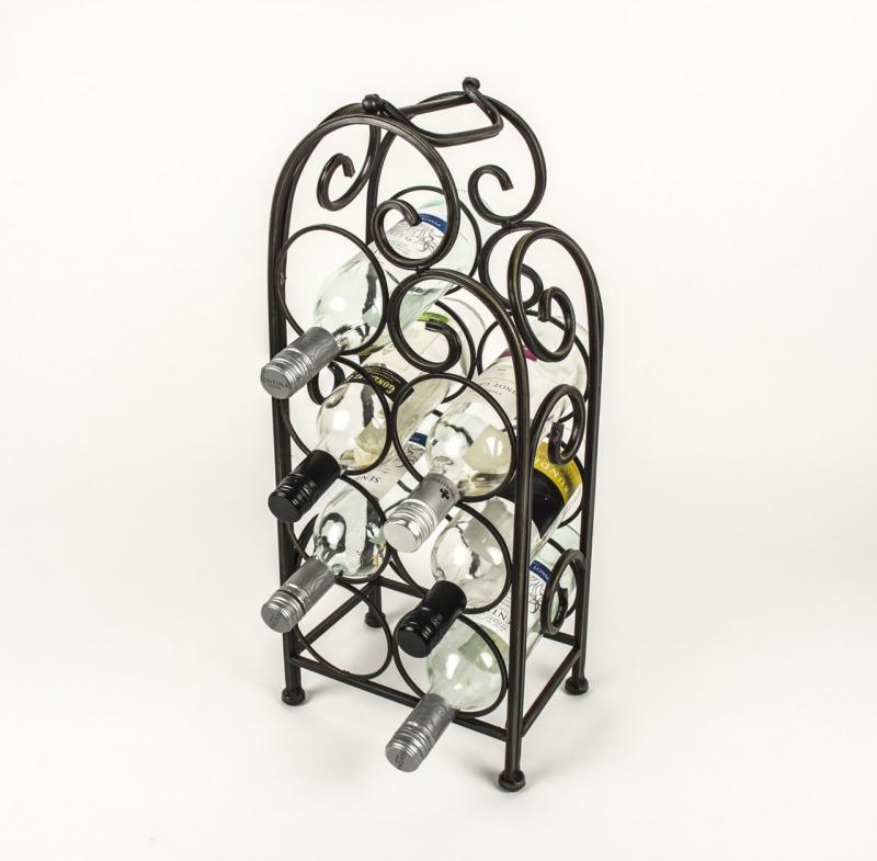 7 Bottles Scrolled Metal Wine Holder Rack