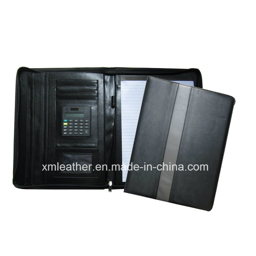 Custom Leather Document Holder Case File Folder with Calculator