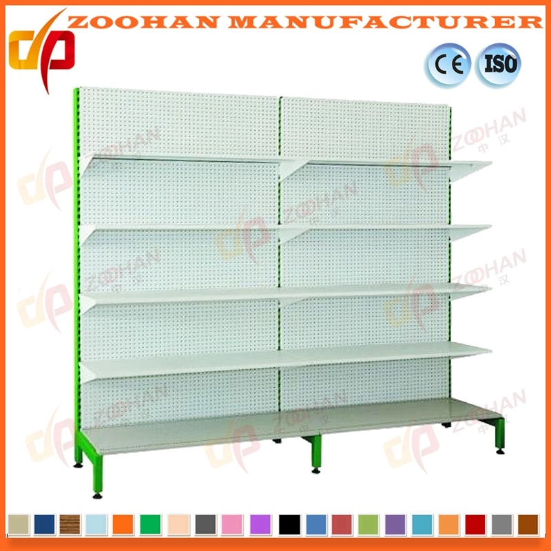 Metal Wall Shelves Supermarket Retail Perforated Storage Display Shelving (Zhs414)