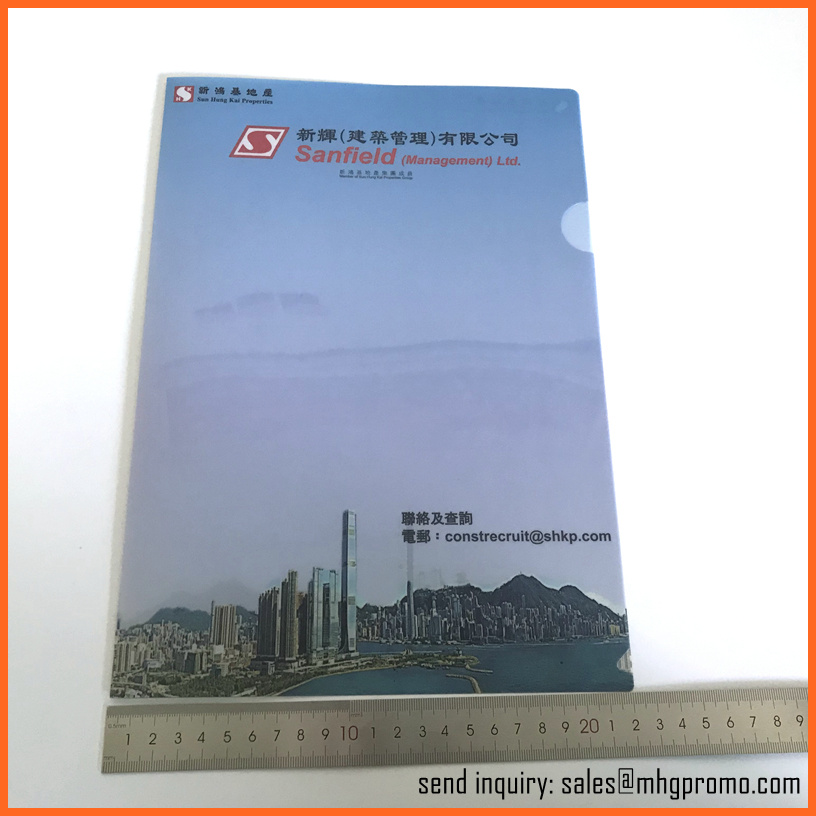 Promotional Document Holder A4 Size L Shape Clear PP File Folder