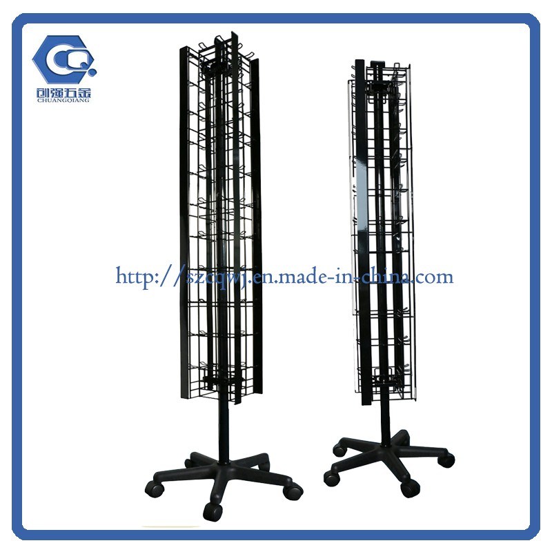 Custom Floor-Standing 4 Sides Rotating Metal Accessory Hanging Display Rack