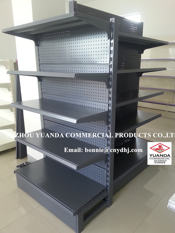 Double Side Black 4 Layers Luxury Gondola Shelving