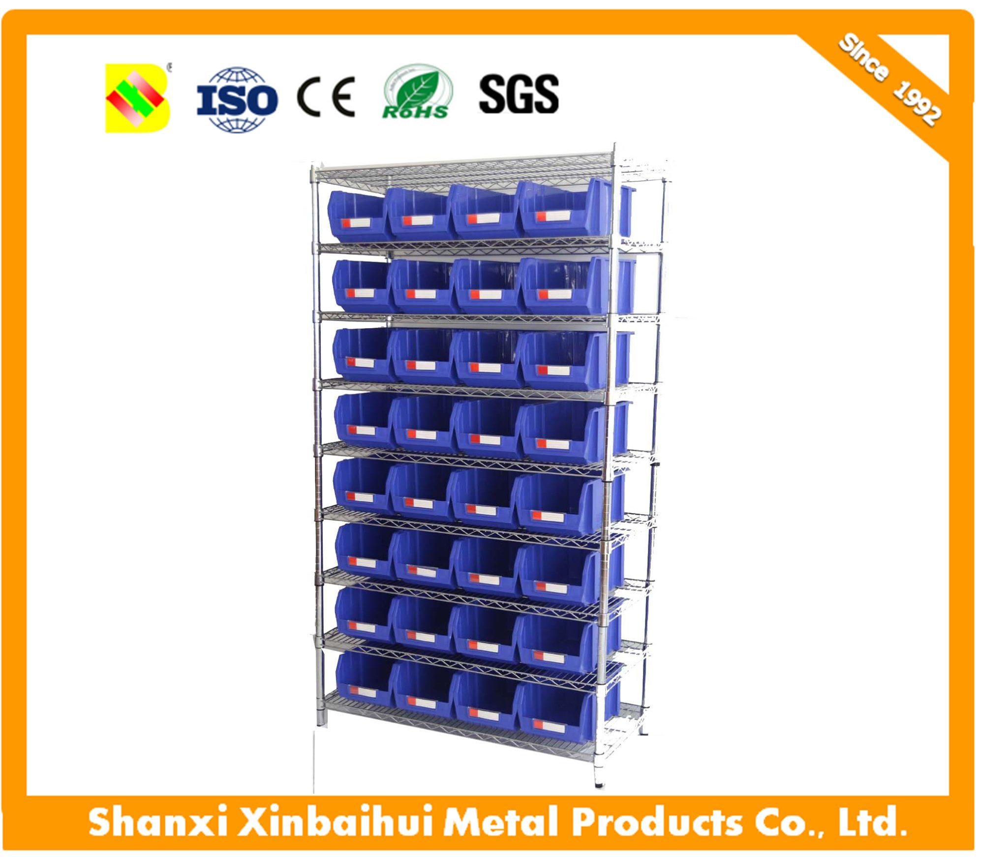 Heavy-Duty Wire Racking with Casters, Chrome-Plated, Powder-Coated, Adjustable Height