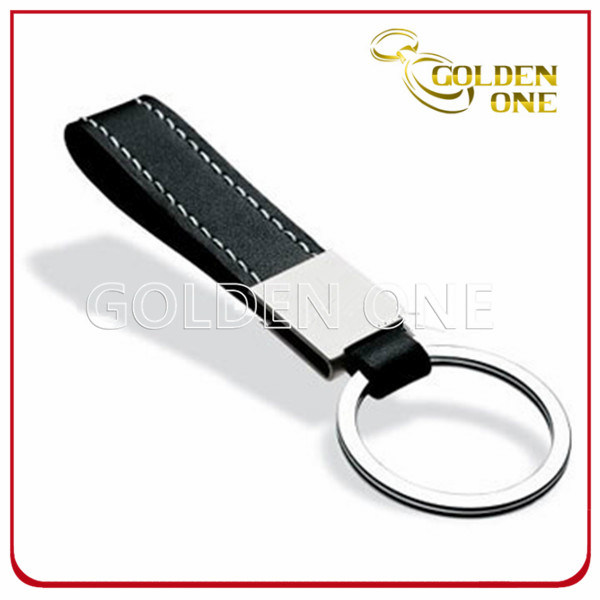 Wholesale Black PU Color Blank Leather Key Ring