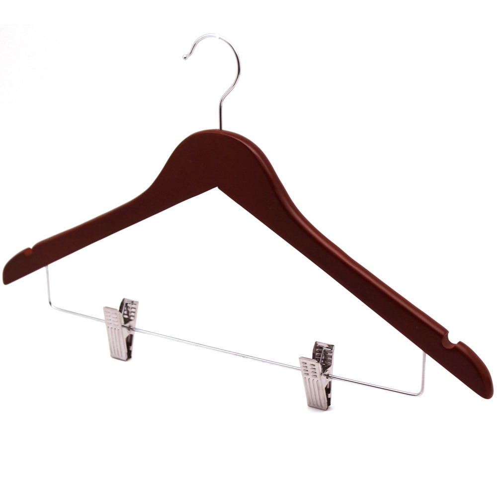 Clips Top Set Coat Hanger for Clothes Mahogany /Brown, Wood Clothes Hanger