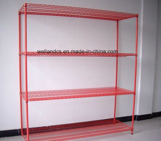 Powder Coated 4-Tiers Cargo Display Wire Panel Storage Rack Shelving