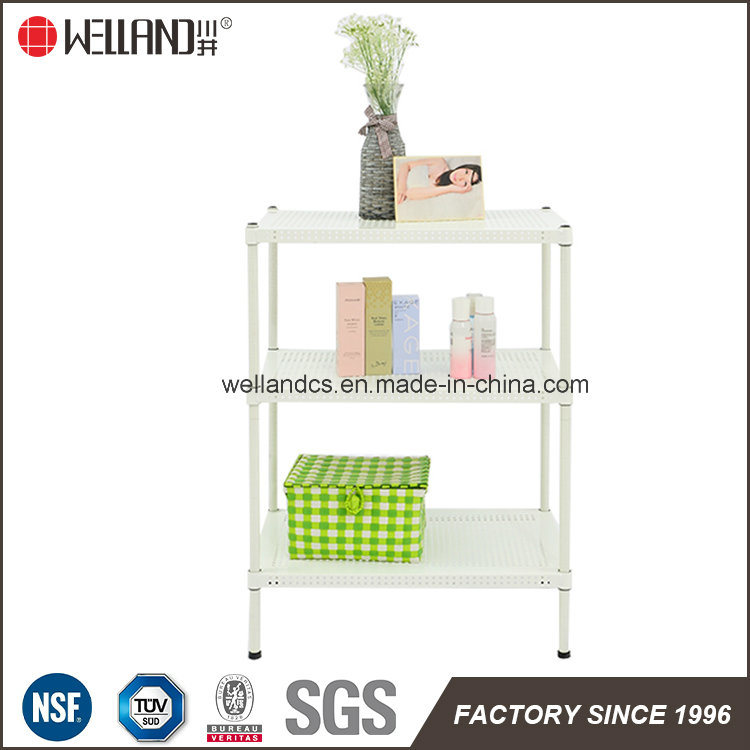 Adjustable 3 Shelf Performated Metal Display Shelf Rack for Home Storage Organization Deocration