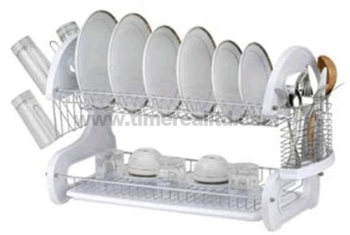 2 Layers Metal Wire Kitchen Dish Rack Plastic Board No. Dr16-Bp04