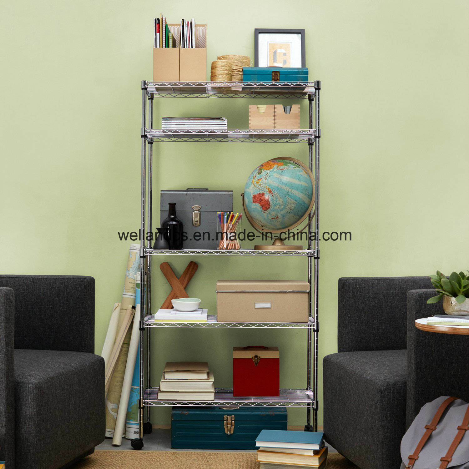 Online Hot Sale 5 Tier Silver Home Organizer Shelving