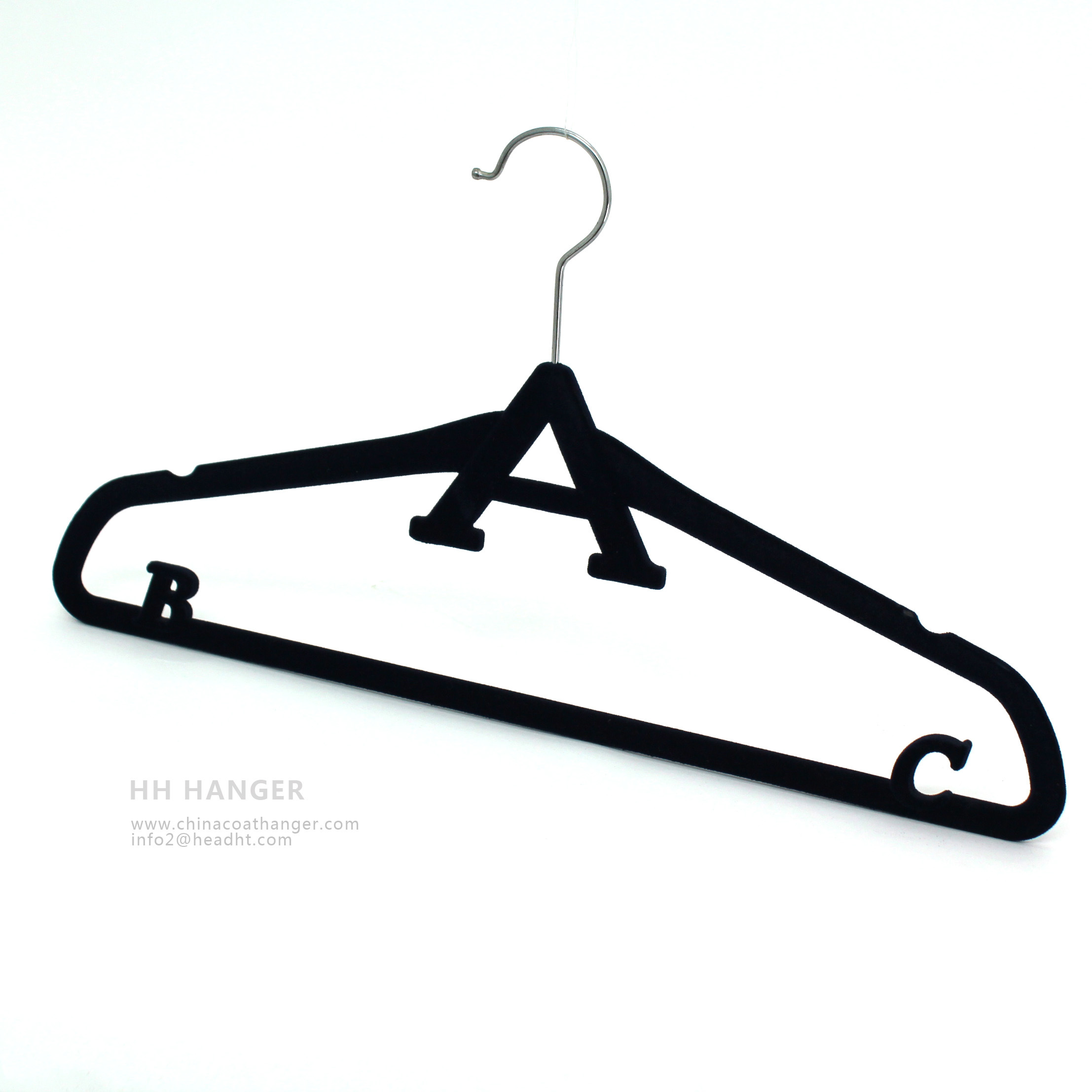 Velvet Suit Hanger with Notches, Wholesale Flocked Hangers