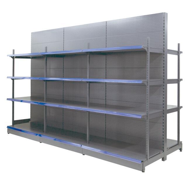 Double Side Metallic Supermarket Product Storage Display Shelves Shopping Floating Shelf