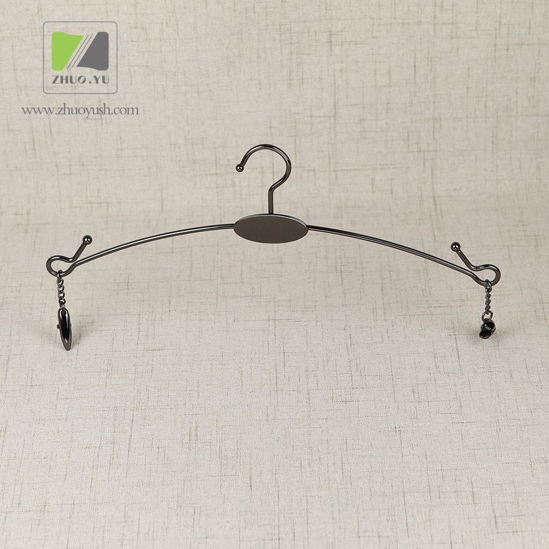 Custom Black Nickel Metal Wire Garment Hanger with Clips