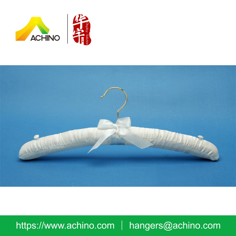 Satin Padded Clothes Hanger with Buttons (APH103)