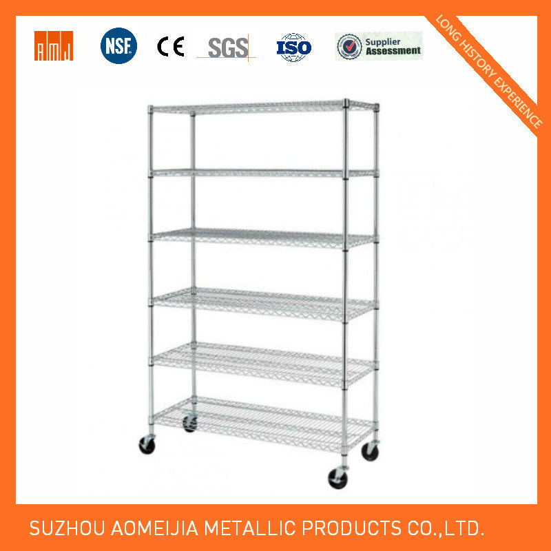 Heavy Duty Rolling Chrome Wire Shelving (load 500lbs / shelf)