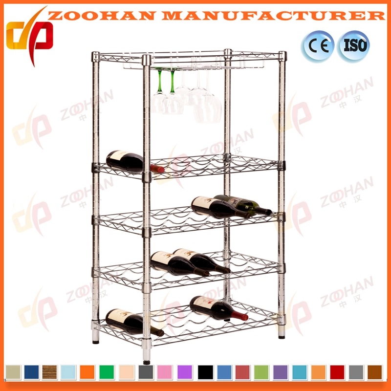 Adjustable Metal Chrome Wine Rack Shelf Display Storage Shelving (Zhw145)