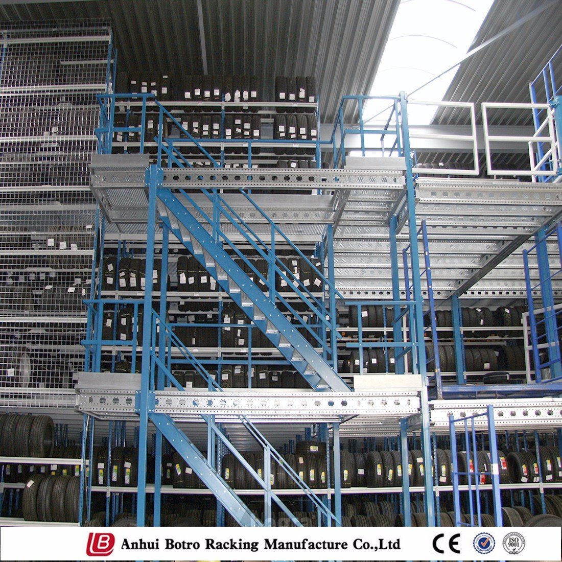 Metal Warehouse Storage Mezzanine Floor Tyre Rack