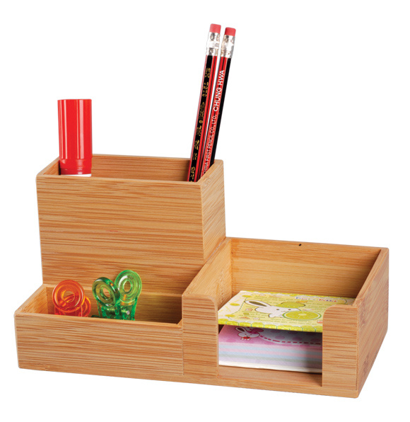 Bamboo Desk Organizer Office Supply Pen Holder