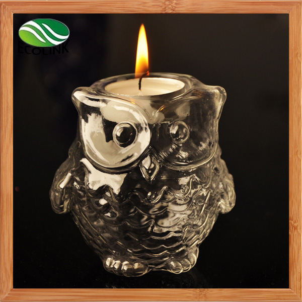 Creative European Owl Glass Candlestick