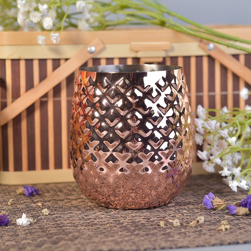 560ml Pineapple Design Copper Bronze Metal Candle Holders