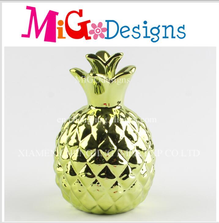 Green Decoration Pineapple Shaped Ceramic Money Bank