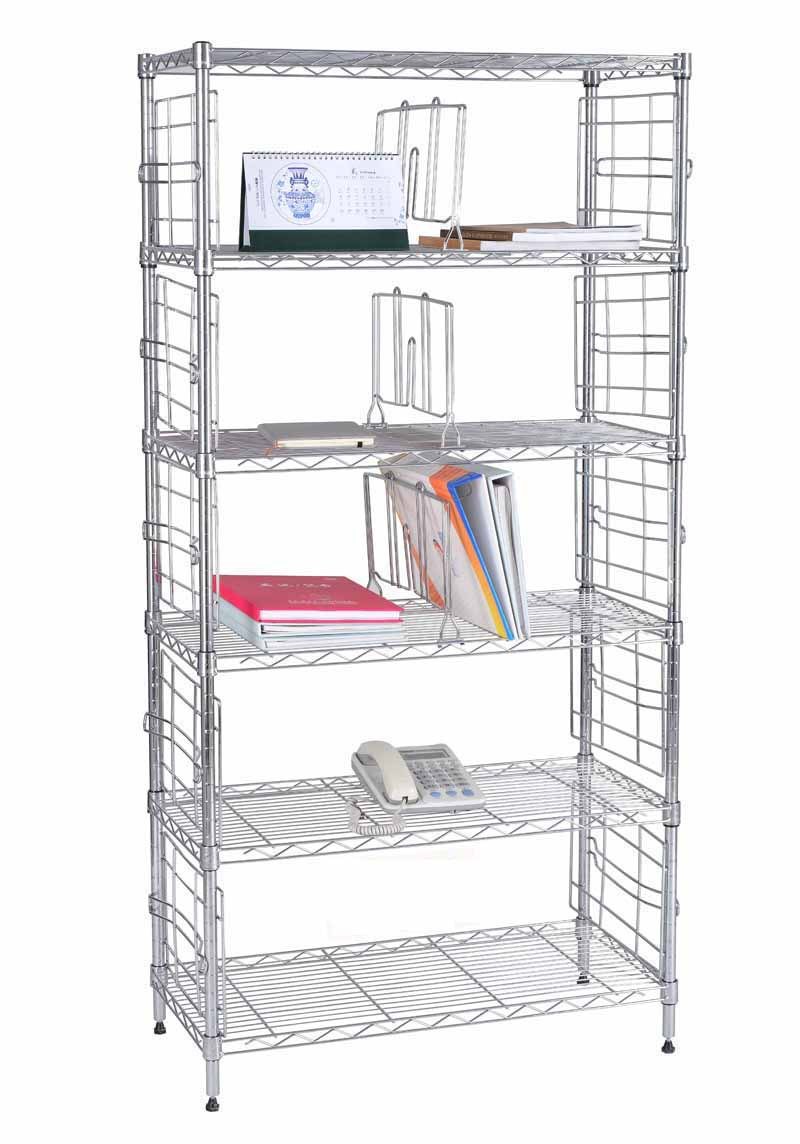 6-Tier Chrome Wire Shelving for Office