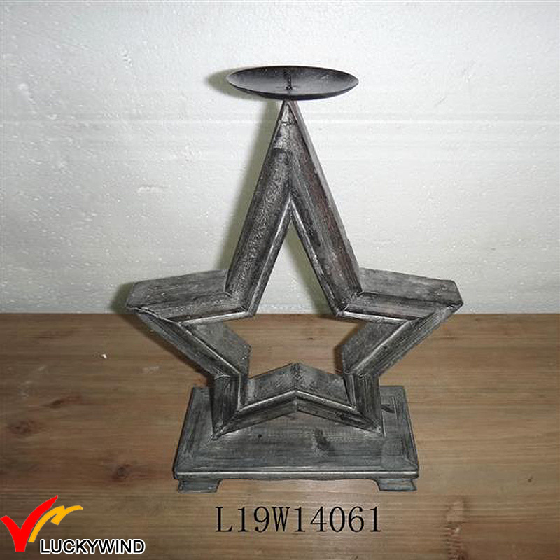 Retro Brown Christmas Star Wood Candle Holder