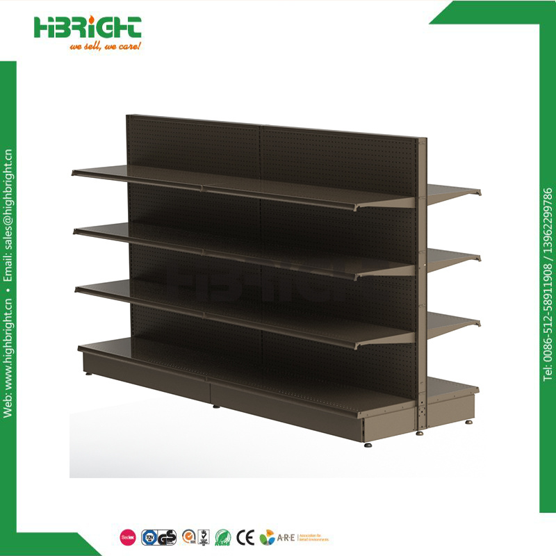 Retail Store Double Sided Black Cheap Metal Pegboard Rack Merchandise Display Supermarket Gondola Shelf