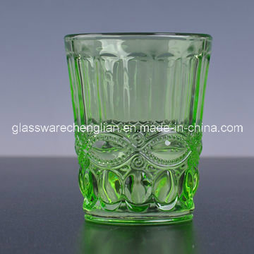 High Quality Glass Candle Holder with Embossment (ZT-054)