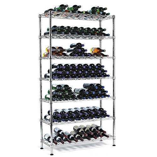 9 Bottle Adjustable Chrome Flat Metal Wine Rack (WR9035180A12C)