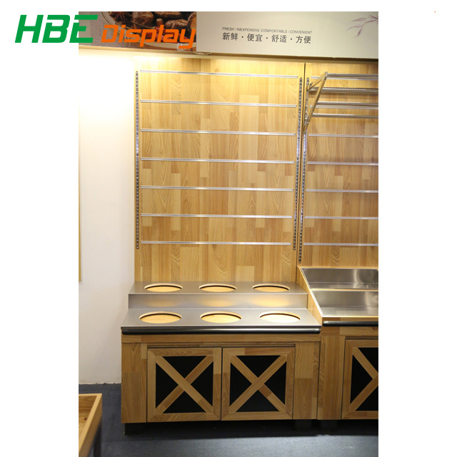 Supermarket Wood Material Storage Display Stand Shelving Rack