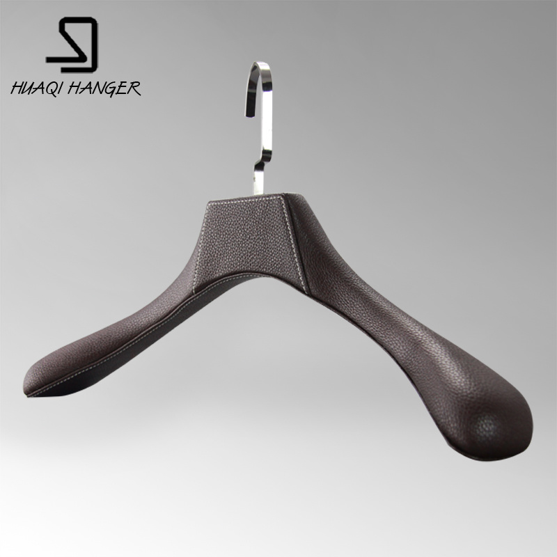 Fashion Black Leather Wooden Clothestop Hanger and Bottom Hanger