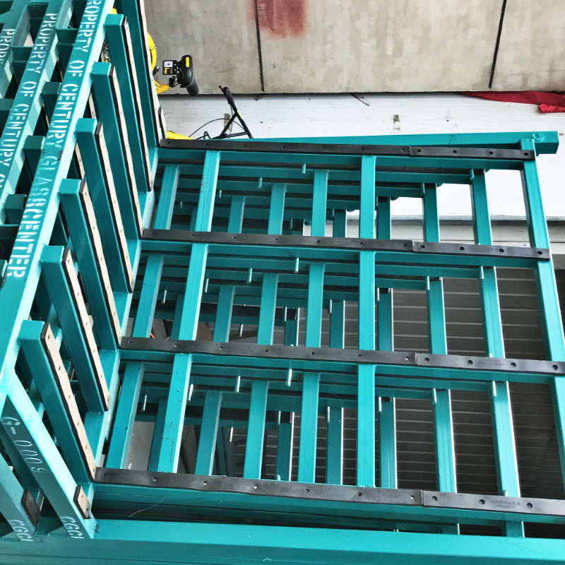 Steel Material Storage Glass Rack with Rubber Mat