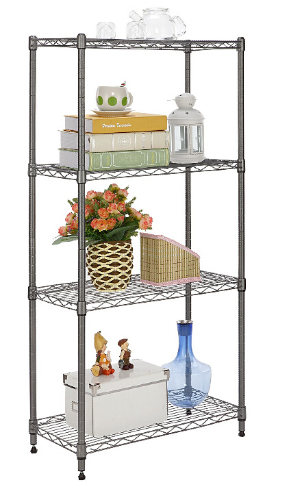 Household 4 Tiers Siliver Coated 50kg DIY Adjustable Metal Storage Shelving 750*350*1600