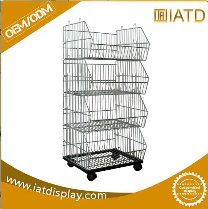 Supermarket Promotion Metal Display Basket Stand