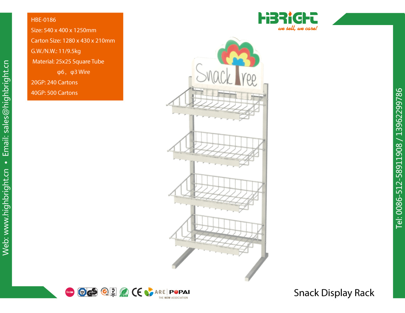 Supermarket Display Stand Basket Promotion Snack Display Rack