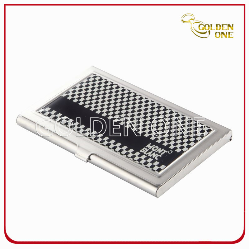 Fancy Design Domed Sticker Stainless Steel Business Card Holder