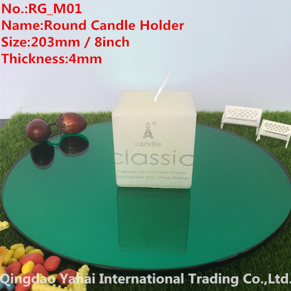 4mm Medium Round Green Glass Candle Holder