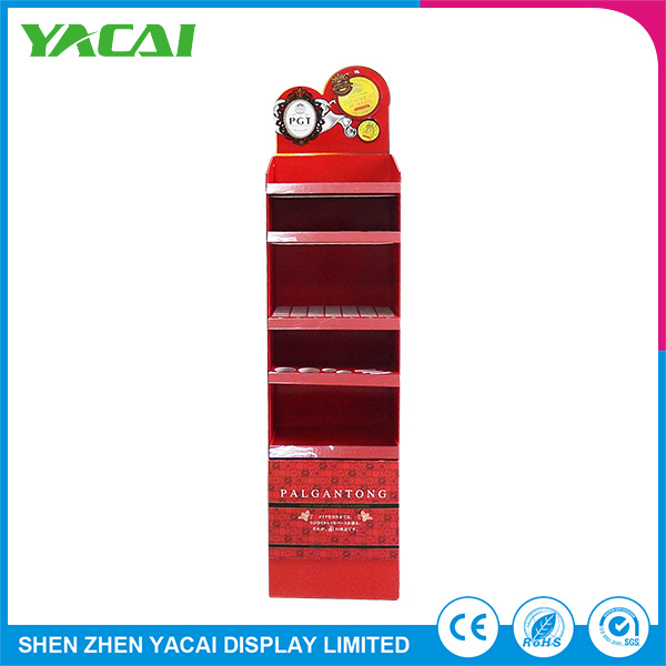 Floor Paper Exhibition Booth Stand Cosmetic Products Display Rack