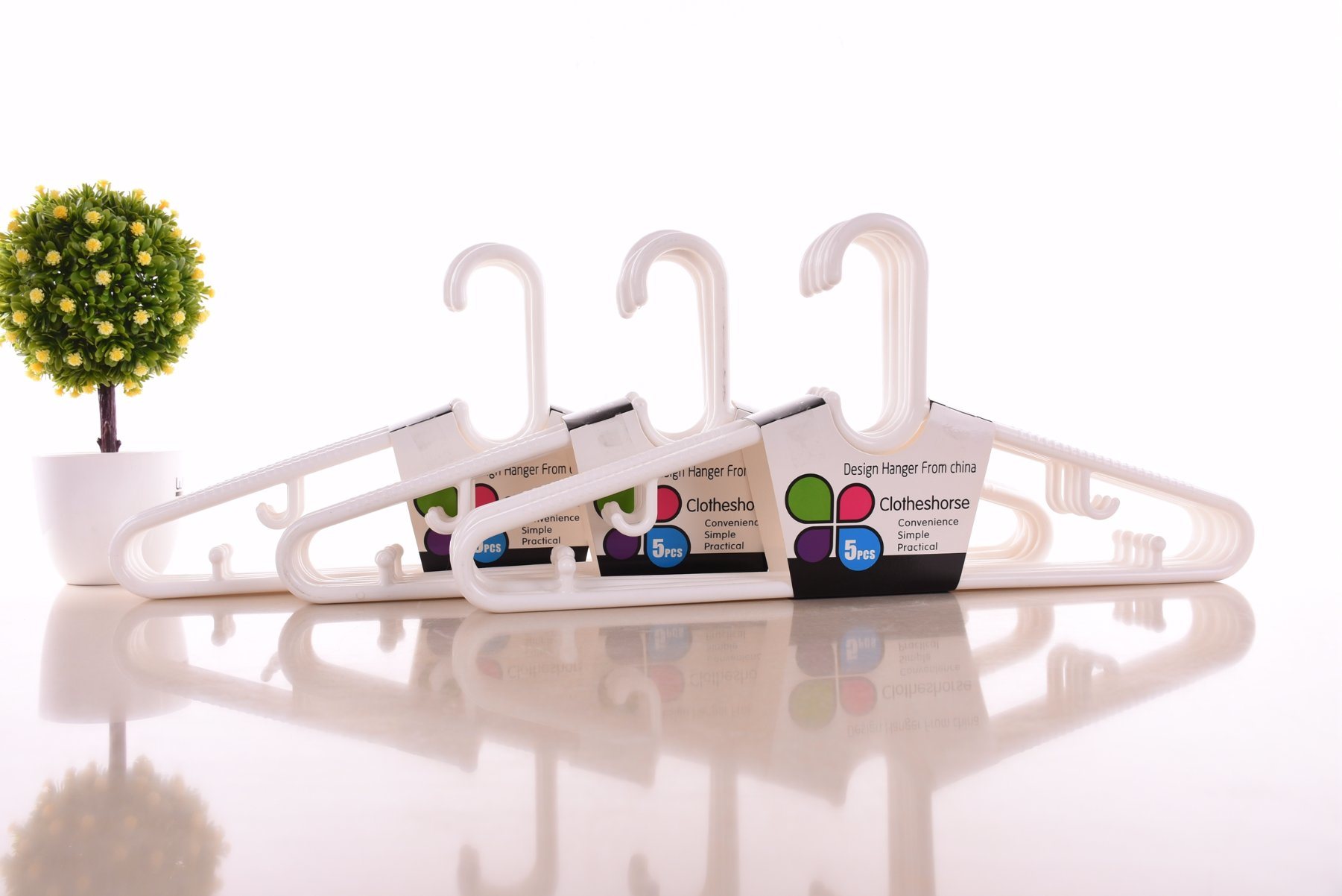 White No-Ship Tubular Sample Design Plastic Hangers