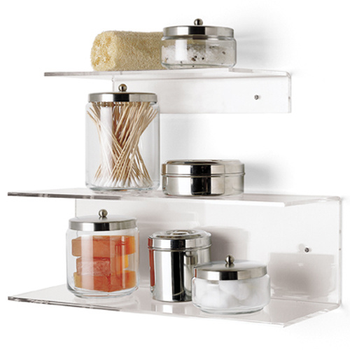 3 Layers Wall Mounted Acrylic Kitchenware Shelves, Kitchenware Display Racks