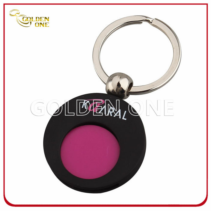 Custom Color Plated Metal Trolley Coin Holder with Key Chain