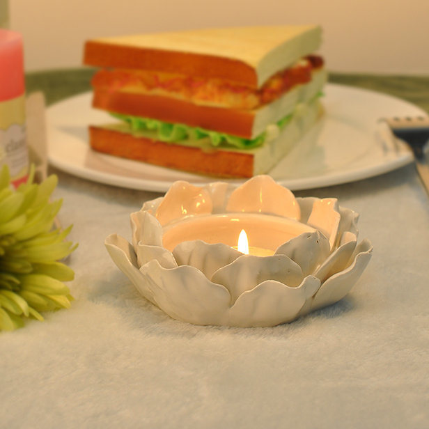 Handmade Lotus Ceramic Candle Holders