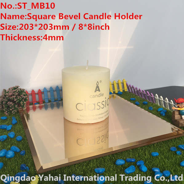 4mm Light Brown Bevel Glass Mirror Candle Holder