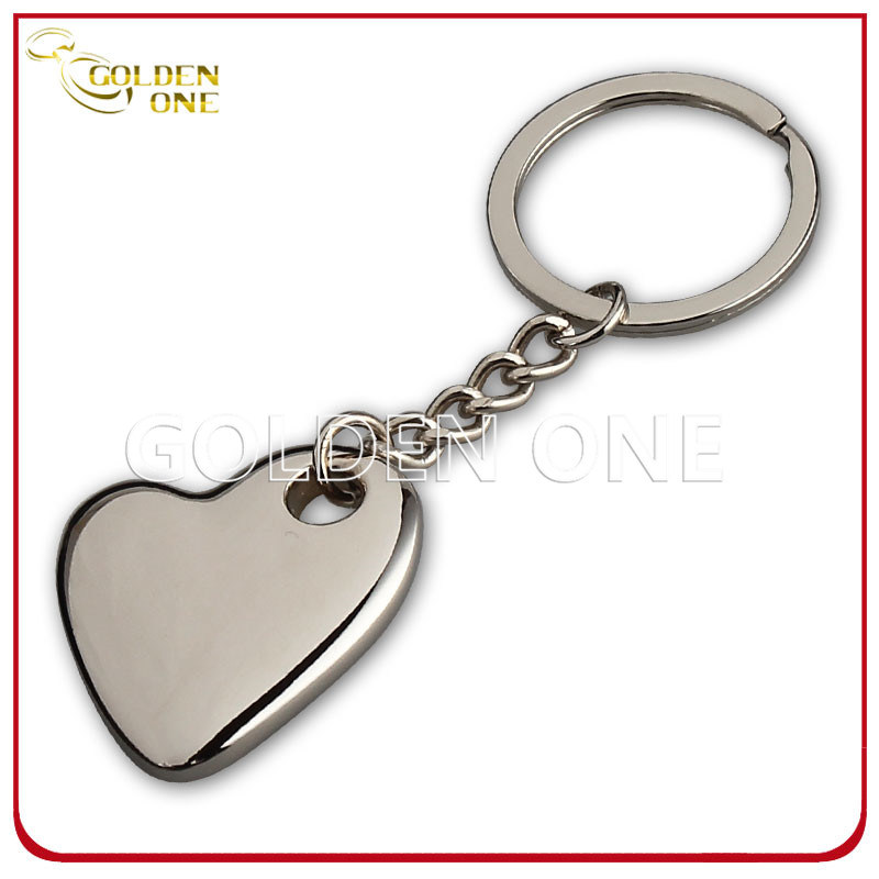 Custom Heart Shape Blank Shiny Nickel Metal Key Holder