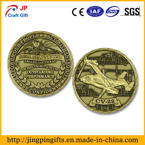 3D Helicopter Antique Bronze Metal Challenge Coin (Series 1)