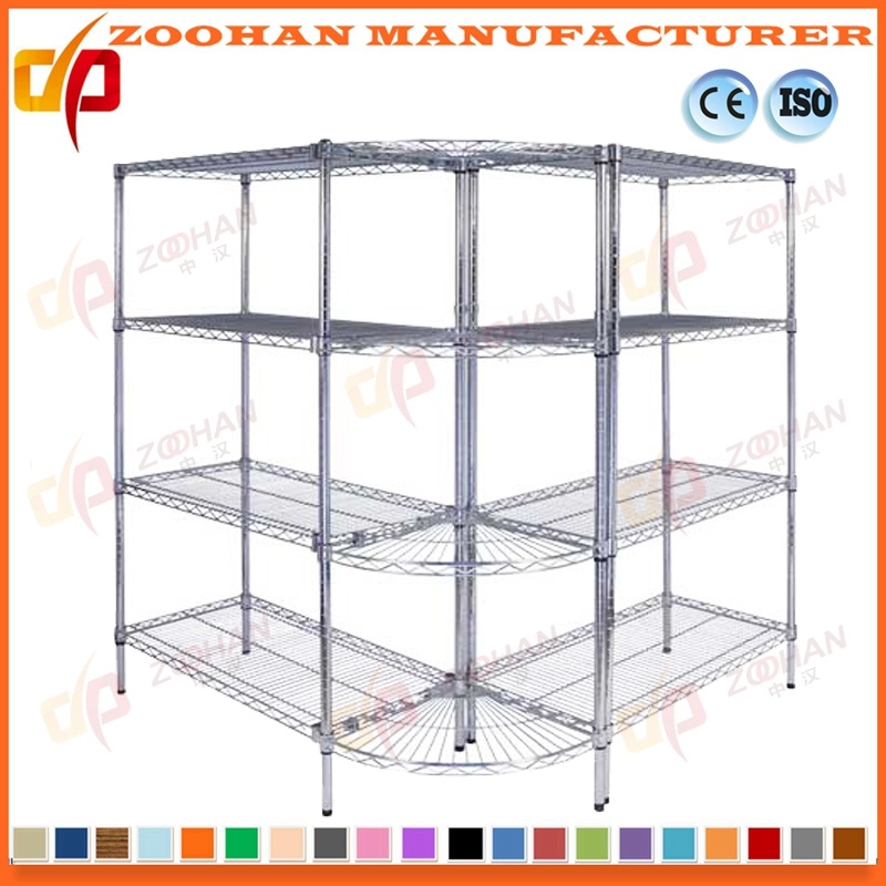 Adjustable Chrome Corner Unit Wire Shelving Racking Storage Shelves (Zhw120)