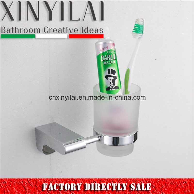 Zinc Alloy Chrome Plating Single Tumbler Holder with Glass Cup